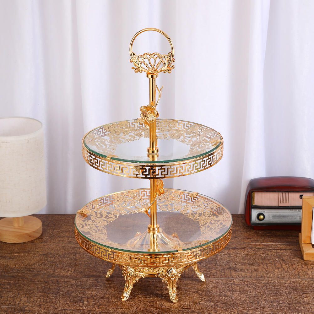 Golden Nordic Fruit Storage Double Layered for Home Living Room Tray