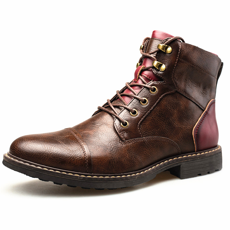 Factory Middle Tube Biker Boots Western Designer Dress Shoes High Top Male Leather Martin Country Cowboy Boots for Men