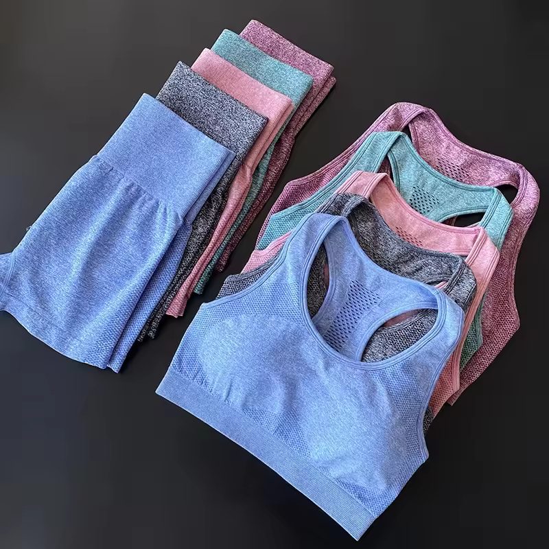 Women Activewear Elastic 2 Piece Set Women Gym Clothes Sports Bra Shorts Two Piece Outfits Set Gym Fitness Yoga Sets Seamless