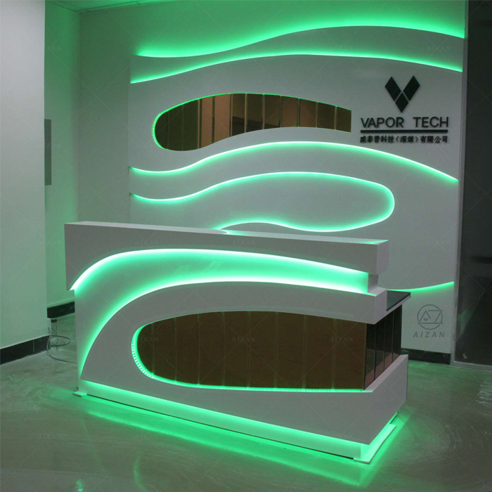 2024 New Design Office Furniture Front Desk Reception Counter with LED Lighting