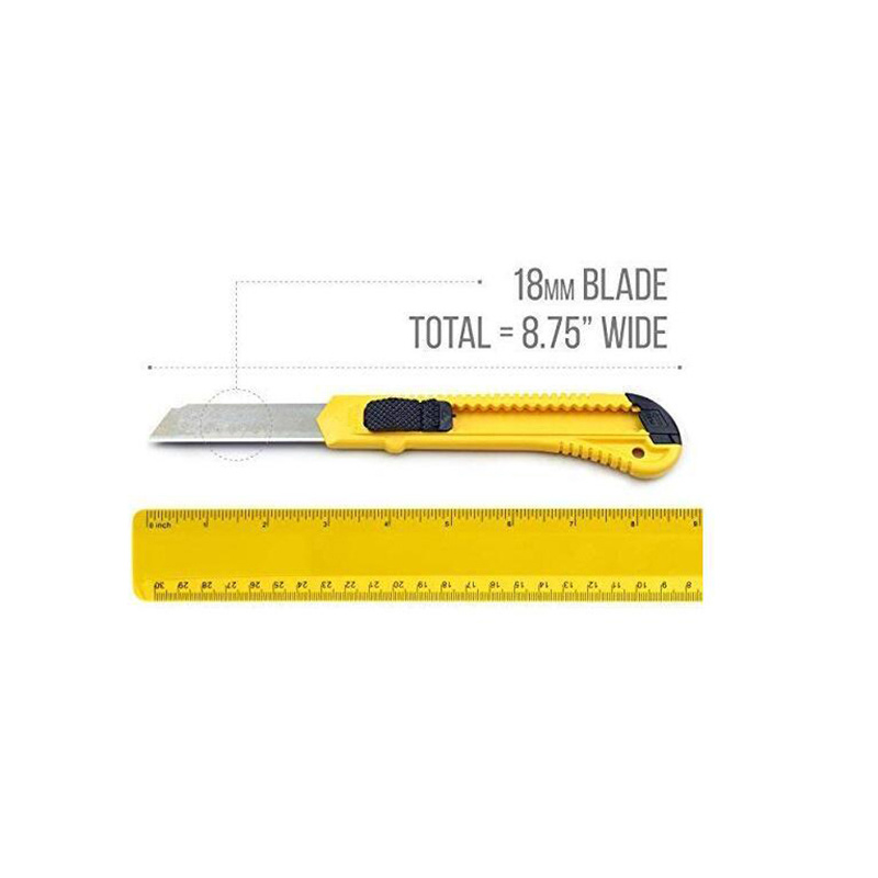 Utility Knife Box Cutters (12-Pack Bulk, 18mm Wide Blade Cutter) - Retractable, Compact, Extended Use for Heavy Duty Office, Home, Arts Crafts, Hobby for Cuttin