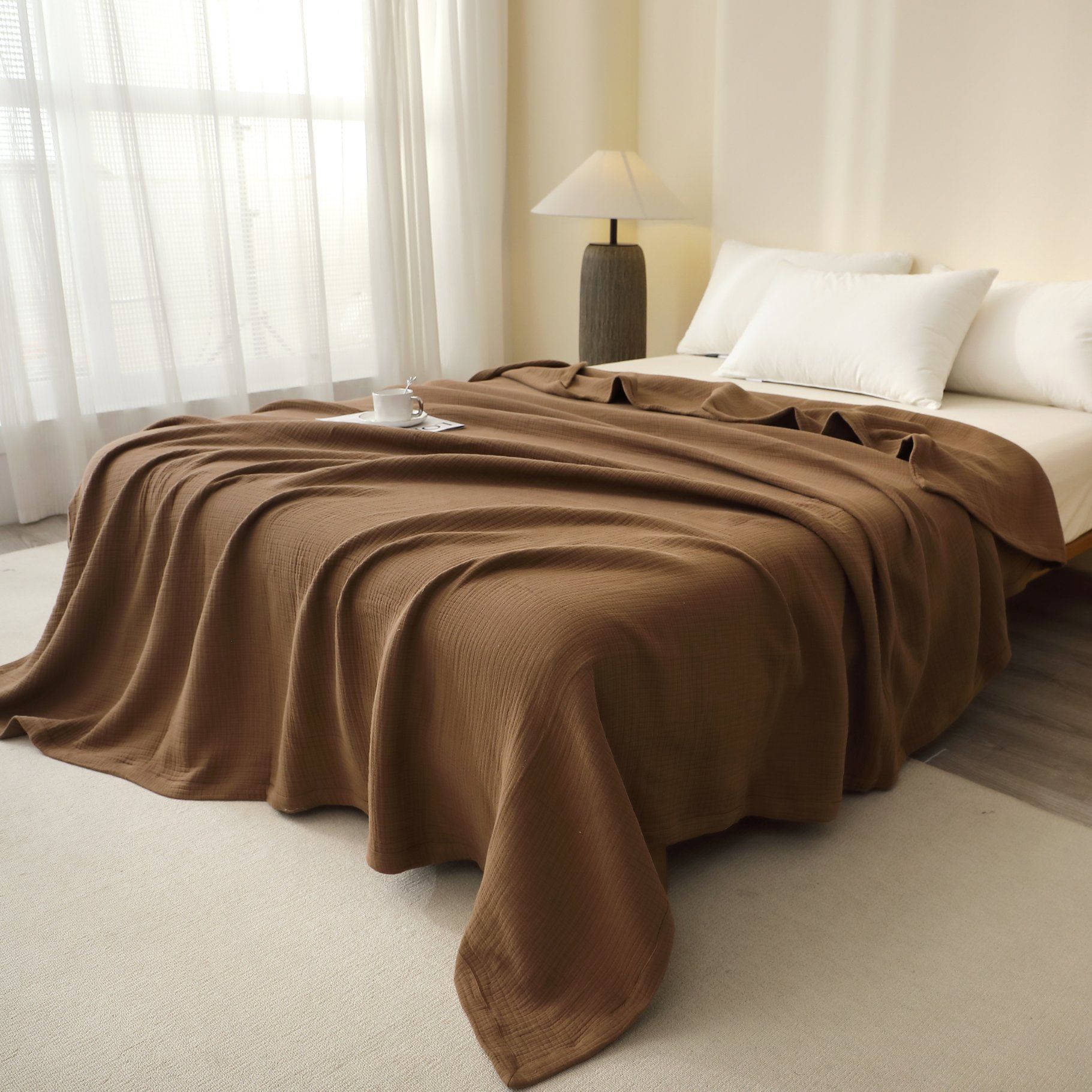 Natural Undyed 6-Layer Cotton Gauze Muslim Fabric - Ideal Blanket Material