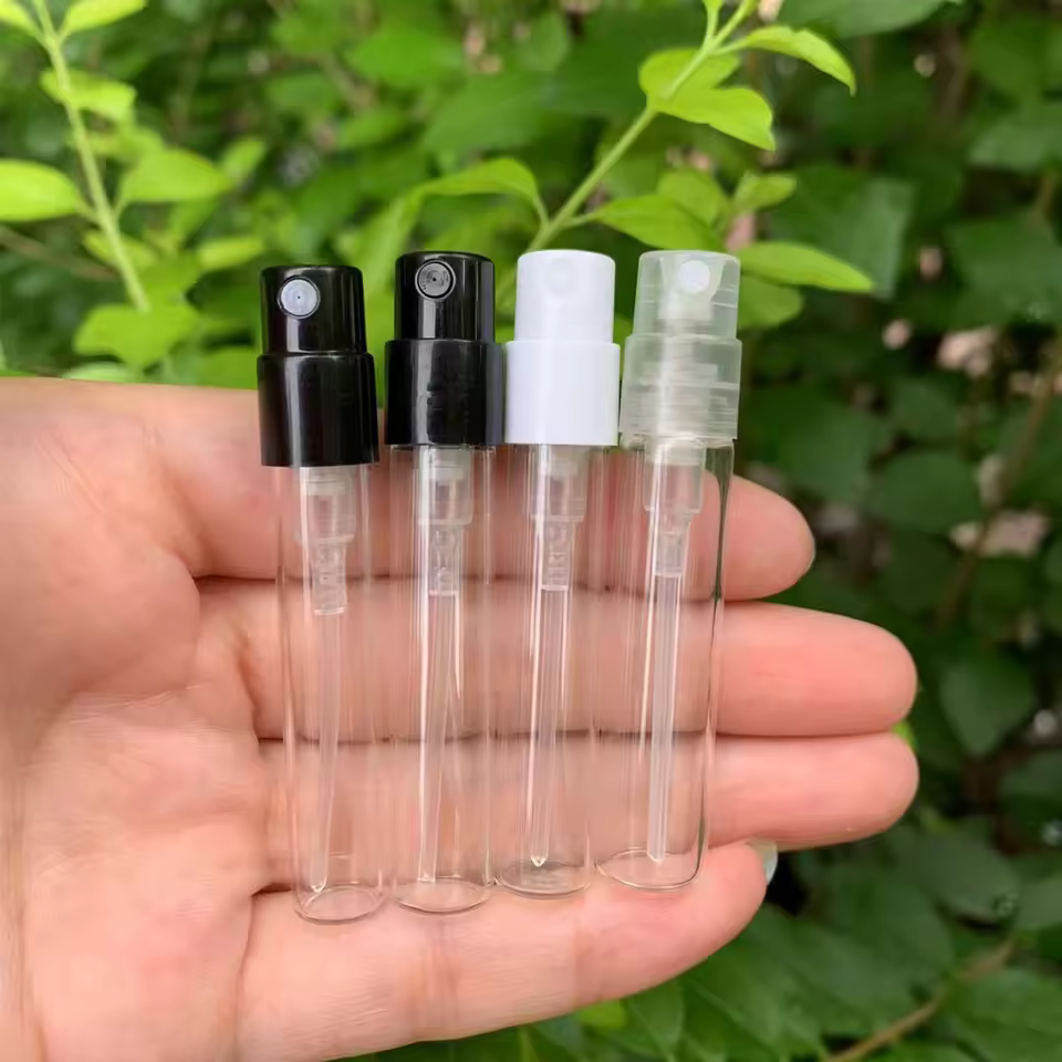 Factory 1ml 1.2ml 1.5ml 1.8ml 2ml 2.5ml Sample Tester Glass Perfume Spray Bottle