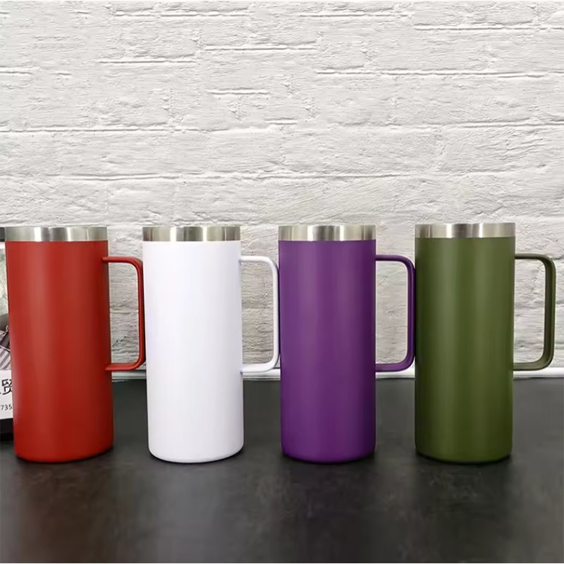 2024 Logo Printed Stainless Steel Cup with Handle Double Wall Tumbler