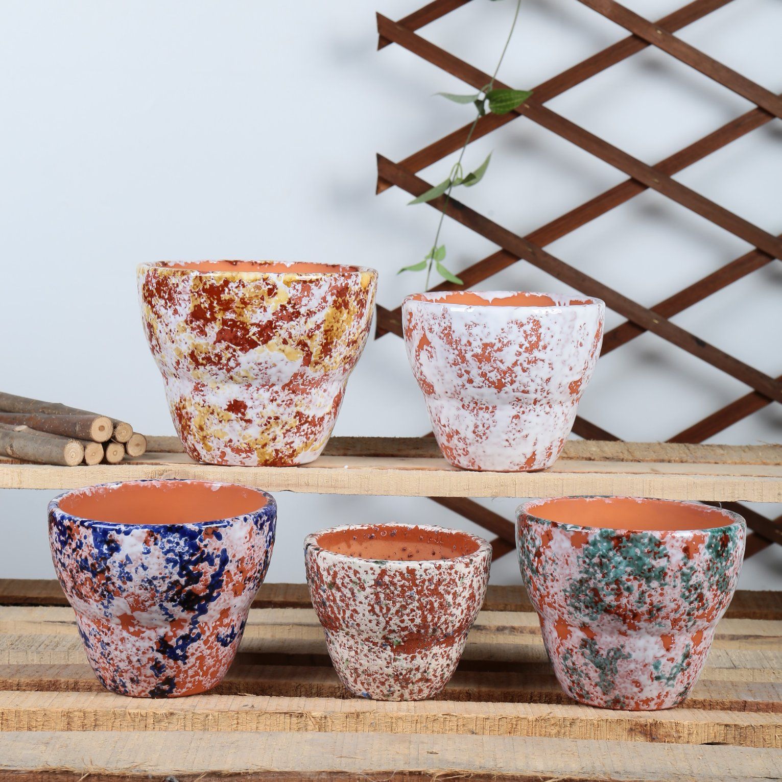 Bulk Manufacturer Antique Decor Small Retro Speckle Ceramic Terracotta Clay Flower Pots