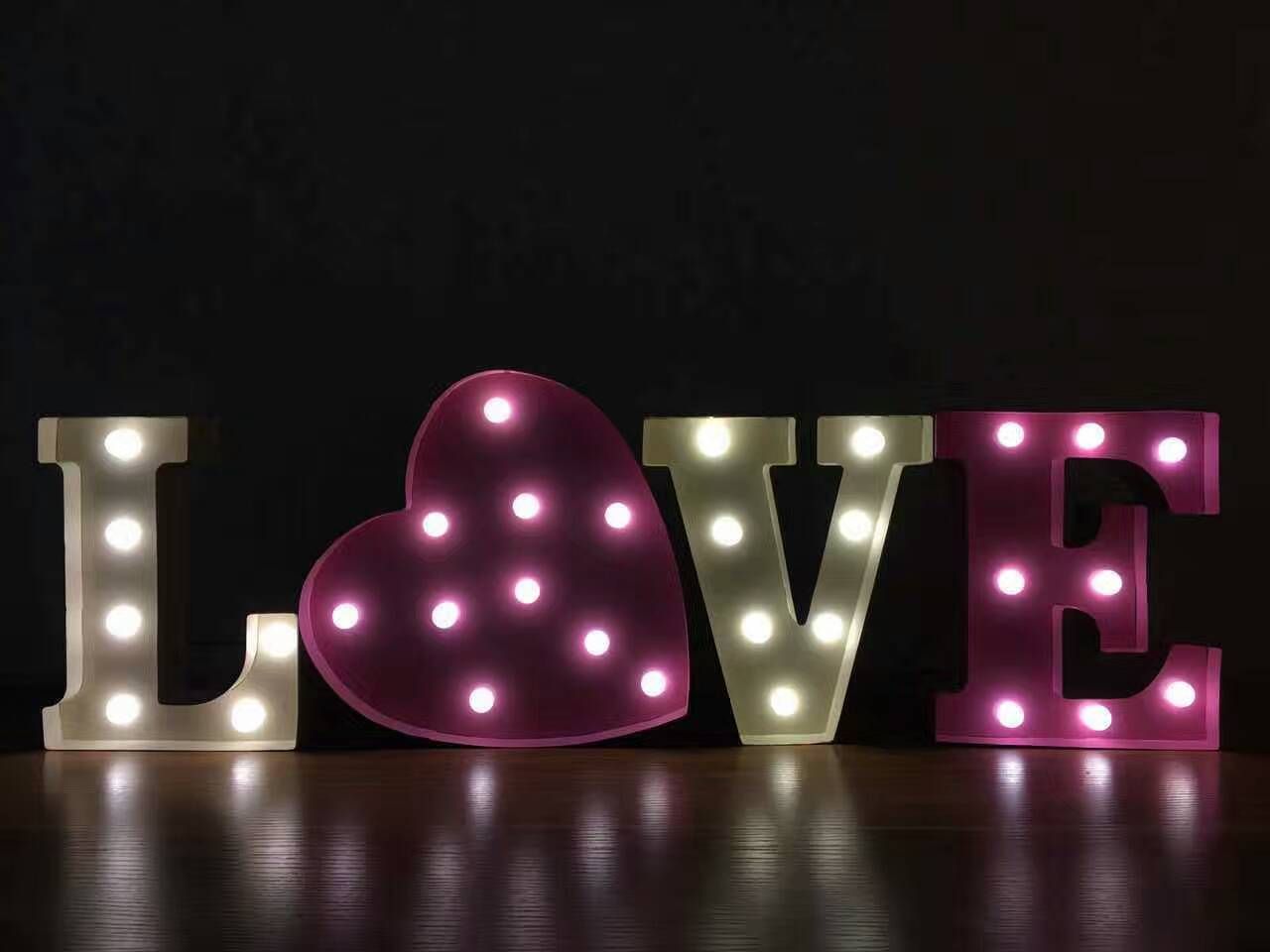 Battery Operated Wood Material LED Letter Night Light