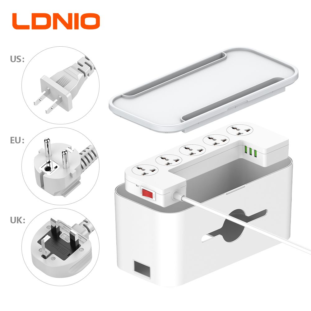 Ldnio Sn5311W Universal Extension Socket Management Box Power Strip with 3 USB 30W Pd Fast Charger and Support Wireless Charging
