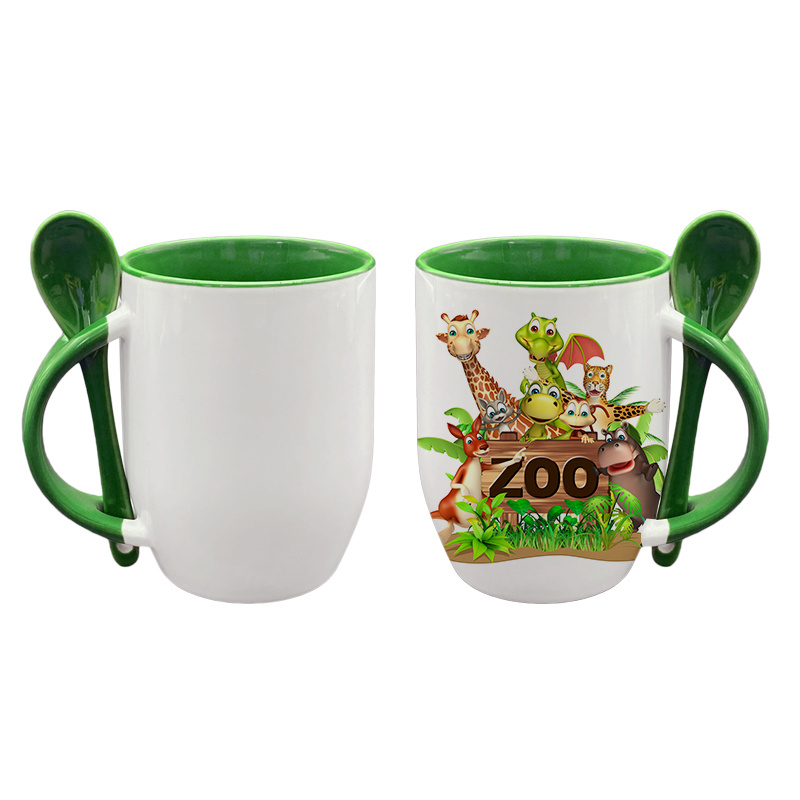 Sublimation 12 Oz Inner Color Mugs with Spoon