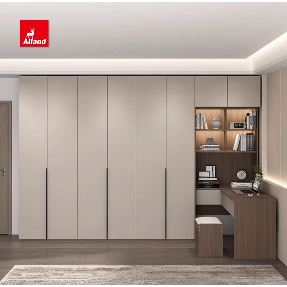 Allandcabinet Modern Simple Style Closet Design with Hinged Door Wooden Bedroom Wardrobe for Living Room Furniture