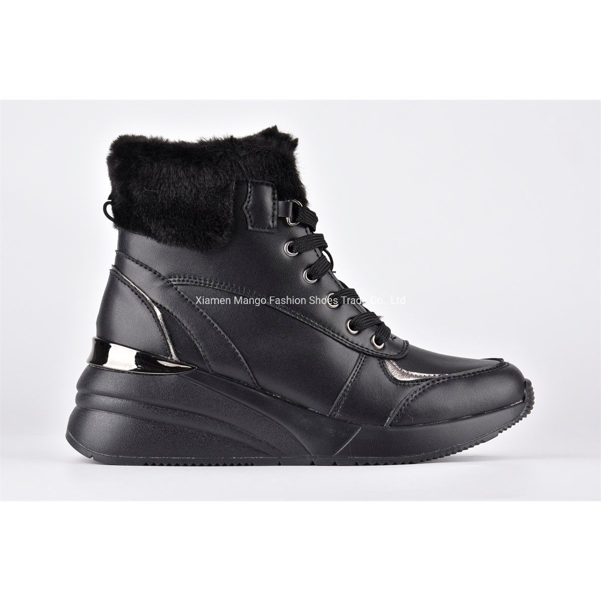 OEM Factory High Top Women Casual Shoes Fake Fur High Heel Shoes Anti-Cold Casual Sneaker