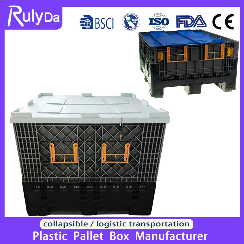 Heavy Duty OEM Large Bulk Warehouse Storage Large Agriculture Stackable HDPE Folding/Foldable/Collapsible Plastic Bin Pallet Bin for Fruit Vegetable