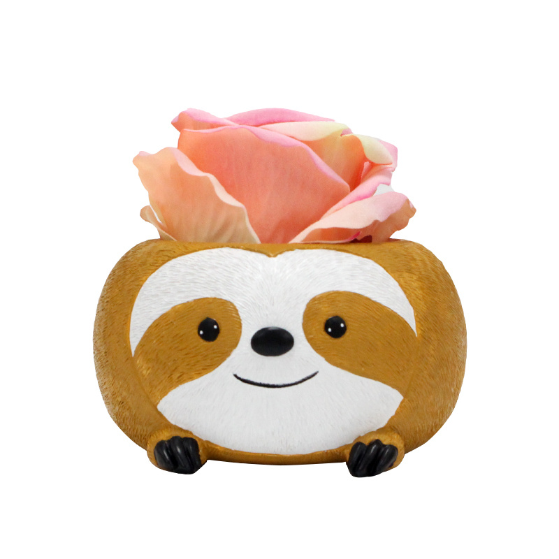 Cartoon Cute Sloth Plant Pot Resin Animal Shape Mini Flower Plant