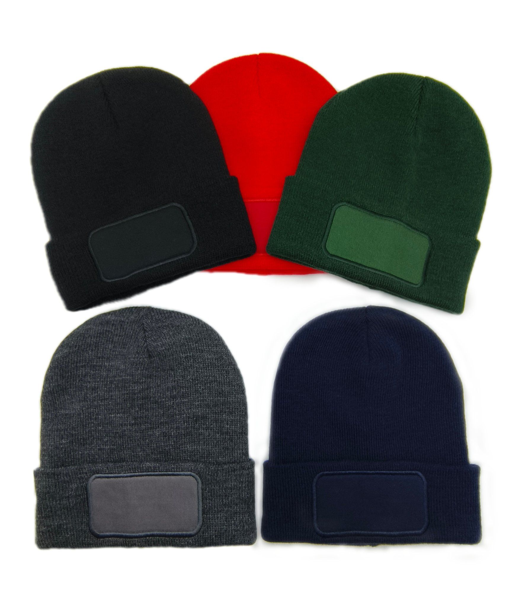 Promotional Colorful Basic Knitted Beanies with Embroidery Patch