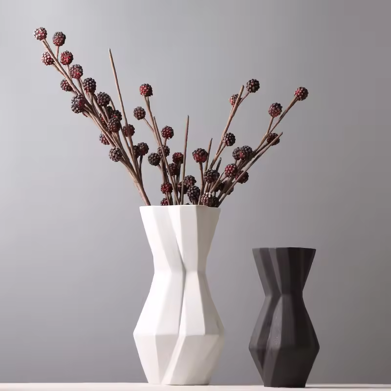 2025 European White Black Decorative Luxury Flower In Stock Modern Ceramic Retro Vase For Home Decor