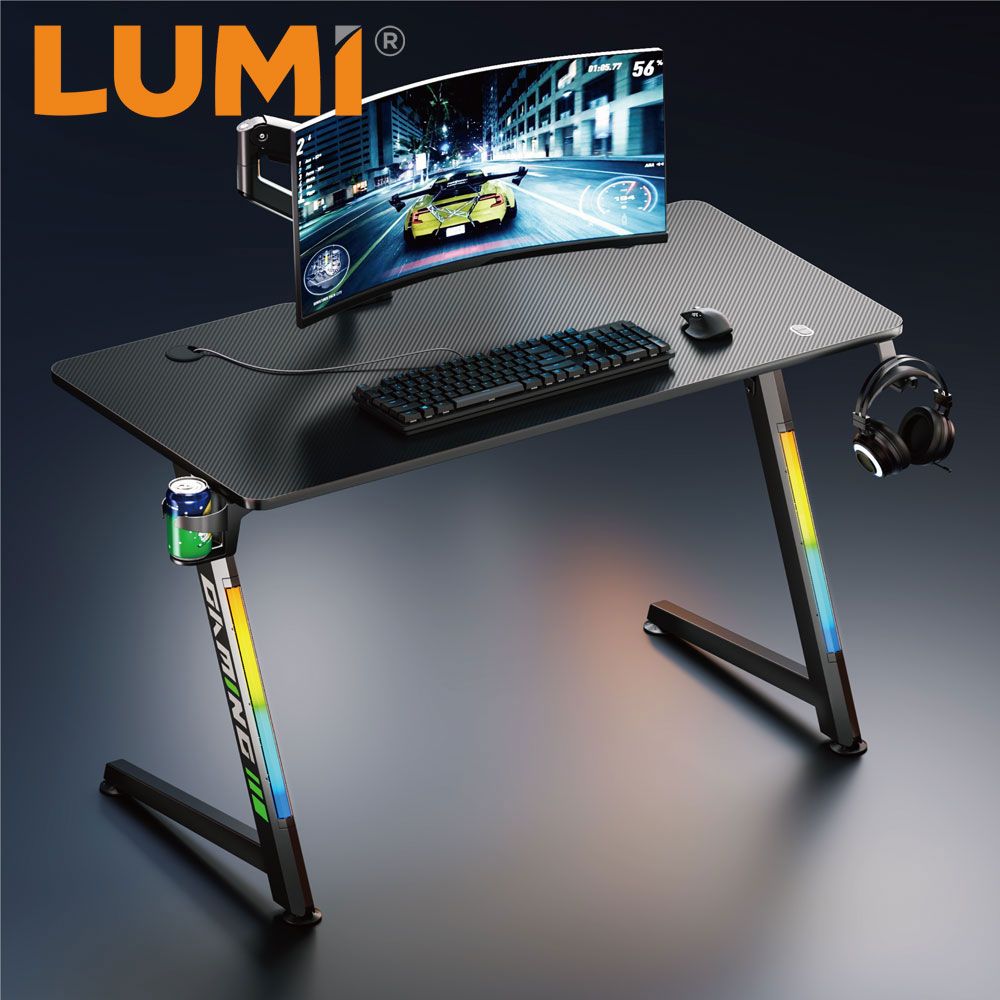 RGB Lighting Gaming PC Desk for Game Computer Pro Best Gaming Table with RGB Lighting on Legs