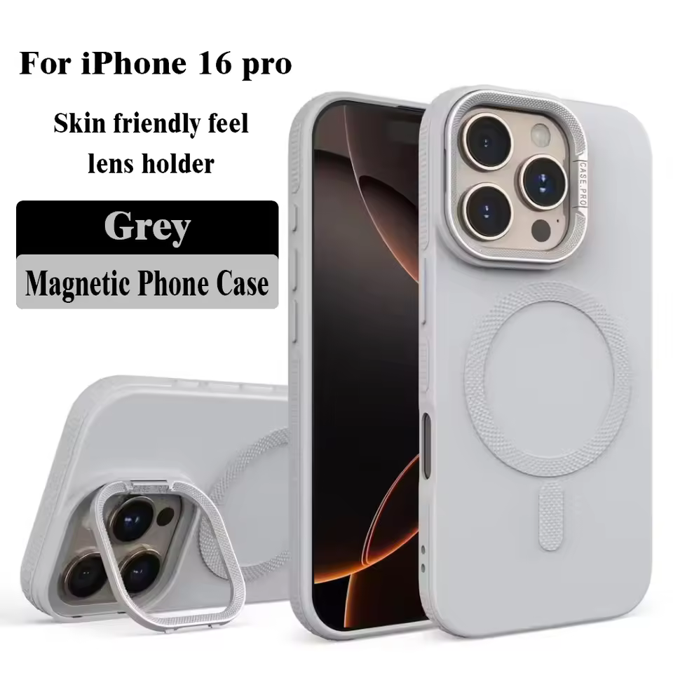 New Large Lens Holder Magnetic Case For Iphone16 Pro Frosted Magnetic Mobile Phone Case