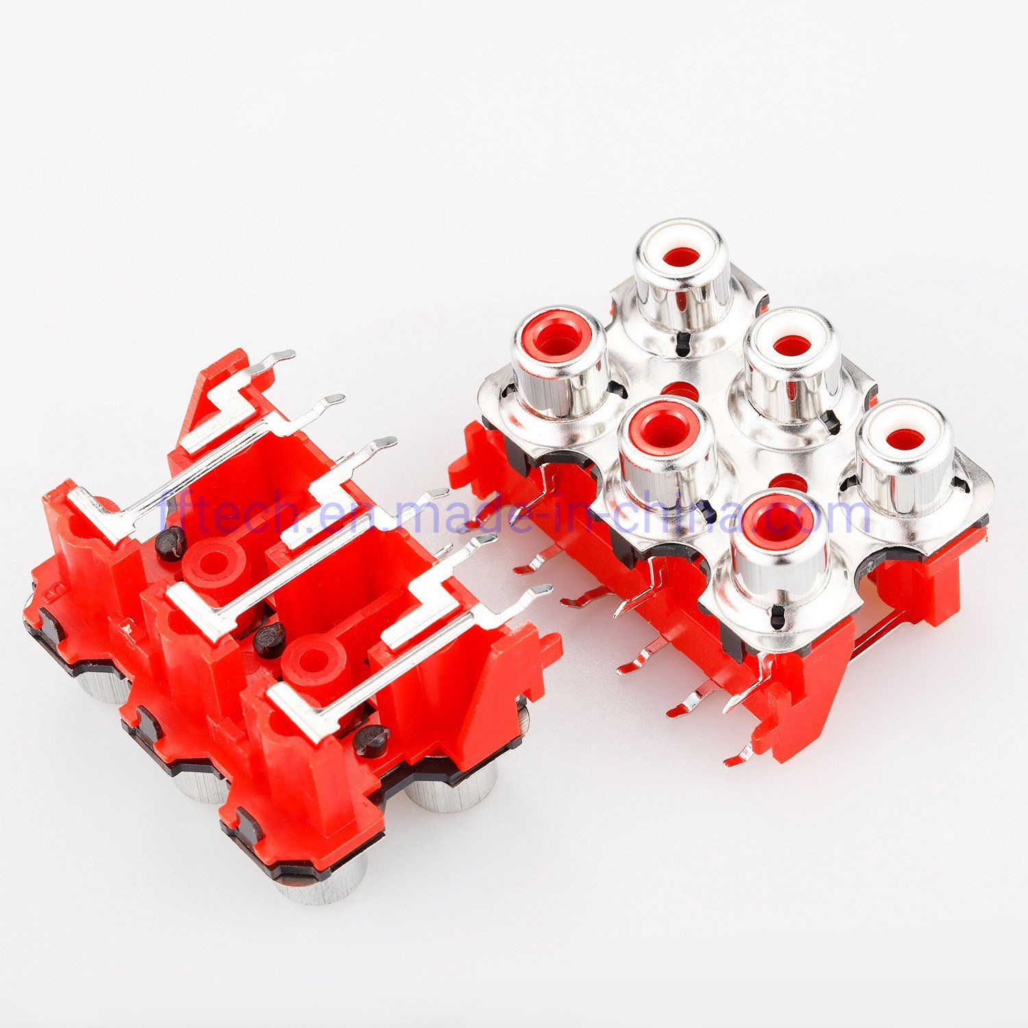 Hot Selling Right Angle DIP Type 6 Poles White Red Color RCA Socket RCA Jack RCA Plug RCA Connector