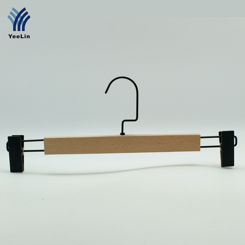 Latest Wood Pants Hanger with Metal Clips