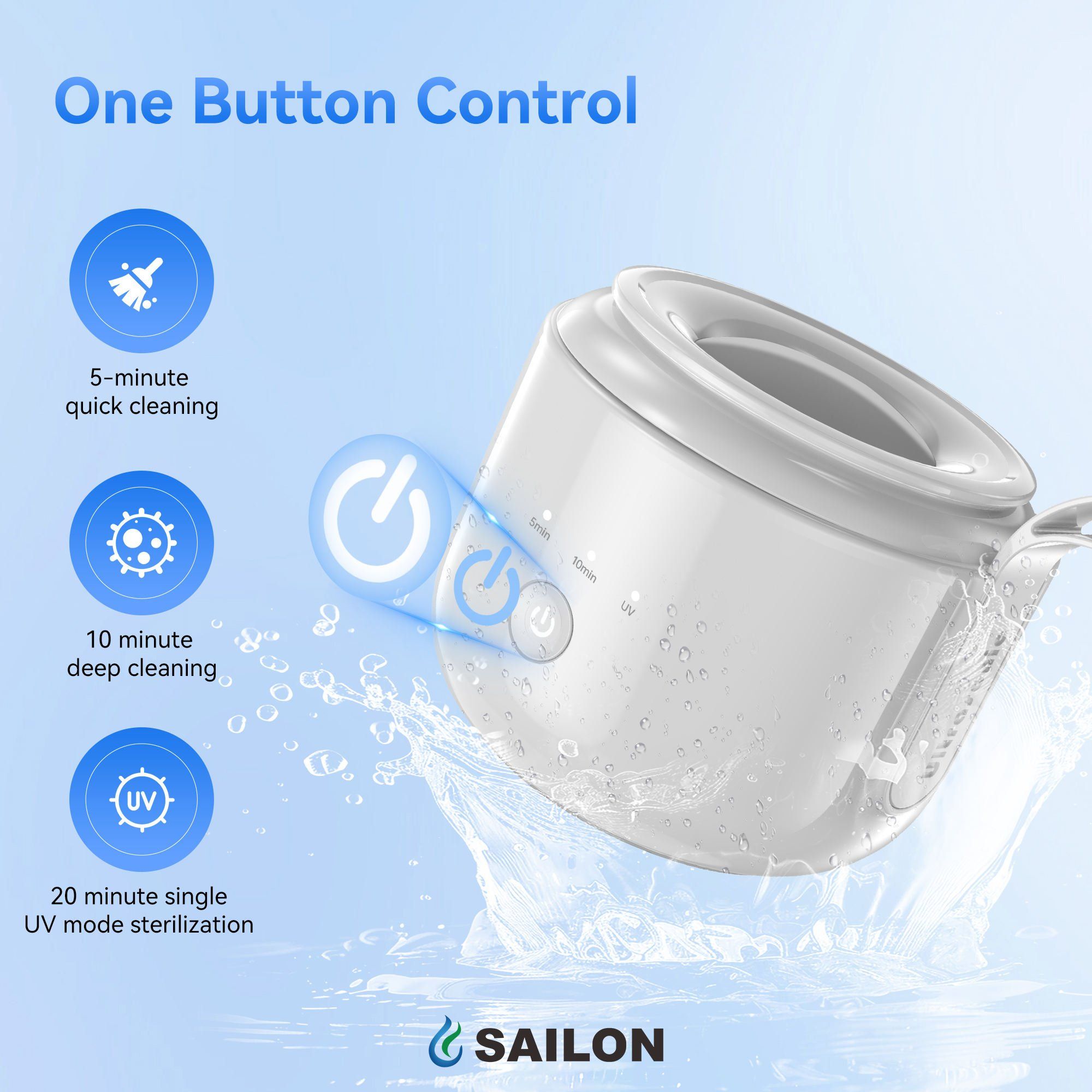 Home Use Denture Cleaning and UVC Sanitizing Box