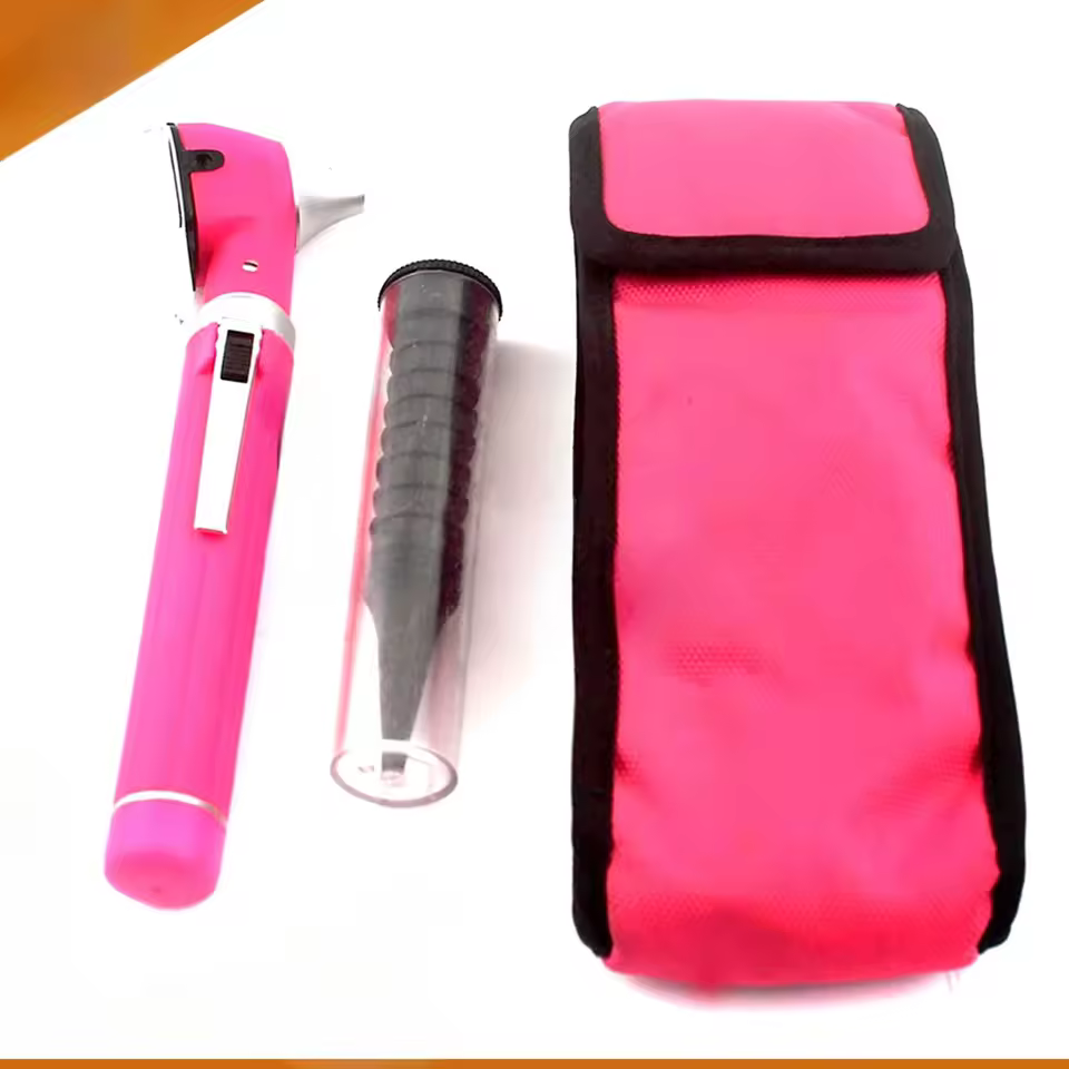 Ent Diagnostic Otoscope Pocket Size Pink Plus Alligator Ear Nose Forceps Replacement Bulb Specula's For Doctors By Vaslcare