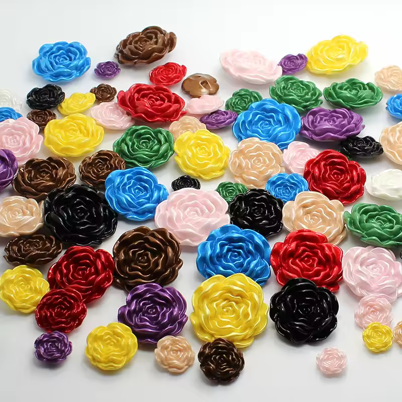 Crafts Decoration New Designs Colorful Flatback High Quality Crafts Resin Round Buttons Flower Diy Button For Coat