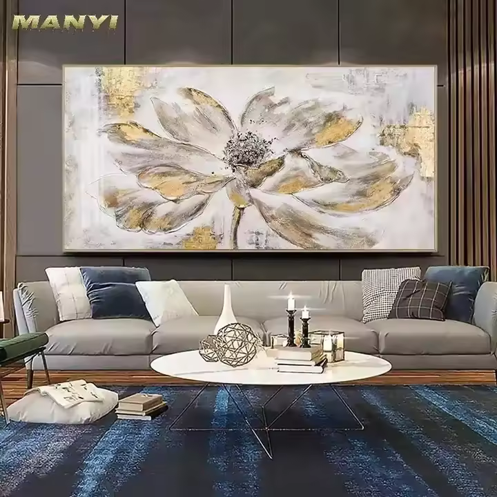 Modern Abstract Flower Oil Painting Spray-painted Canvas Core Living Room Sofa Background Wall Wall Painting And Art