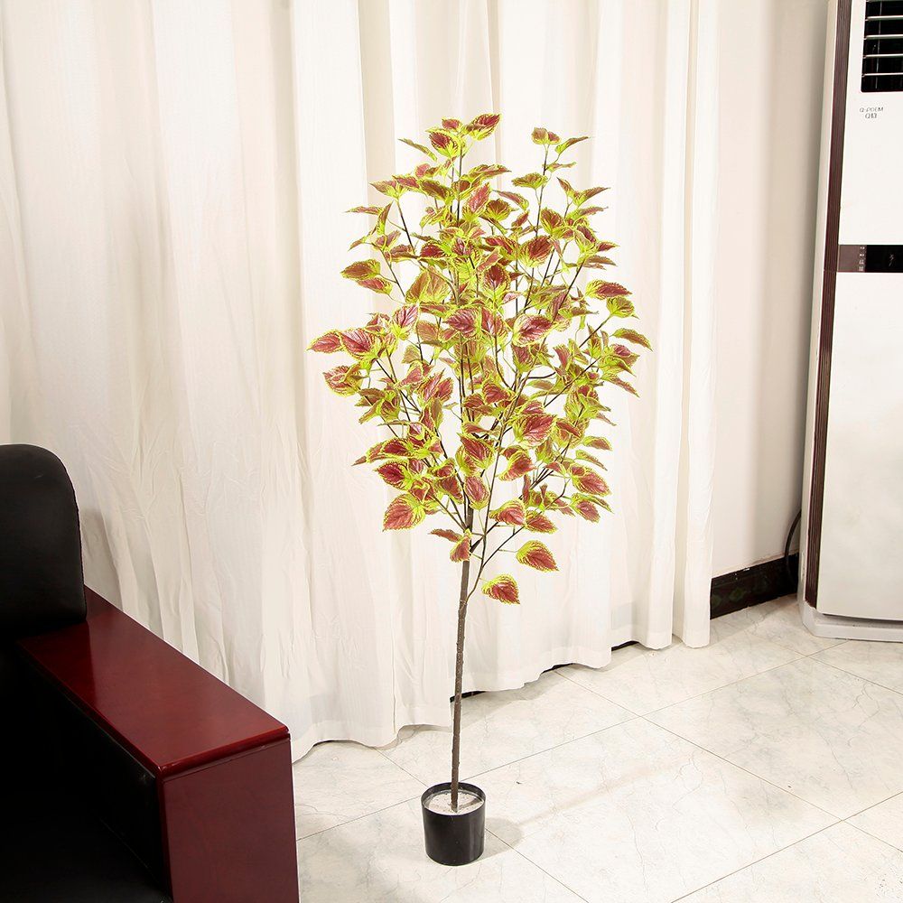 Home Garden Decor Faux Plastic Plant in Plastic Pot Lifelike Artificial Tree