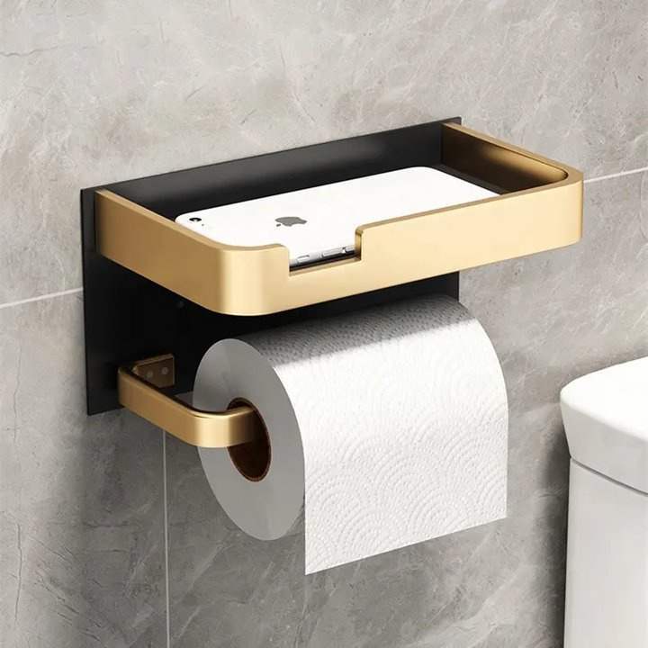 Self Adhesive Toilet Paper Holder with Phone Shelf 304 Stainless Steel Toilet Paper Roll Holder