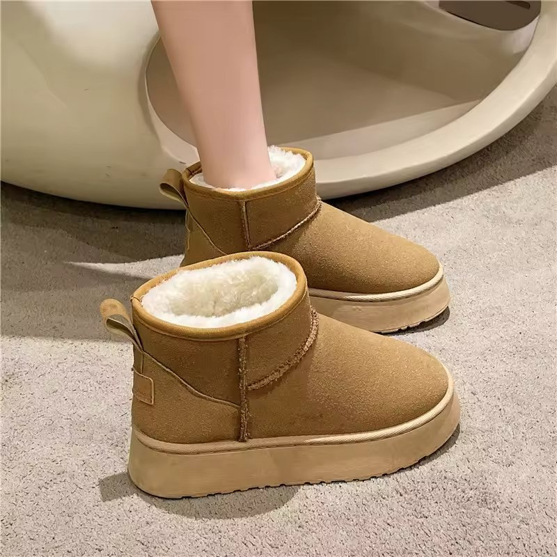 Wholesale Winter Fur Women's Snow Boots Outdoor Lady Casual Leather Fashion Branded Women Shoes