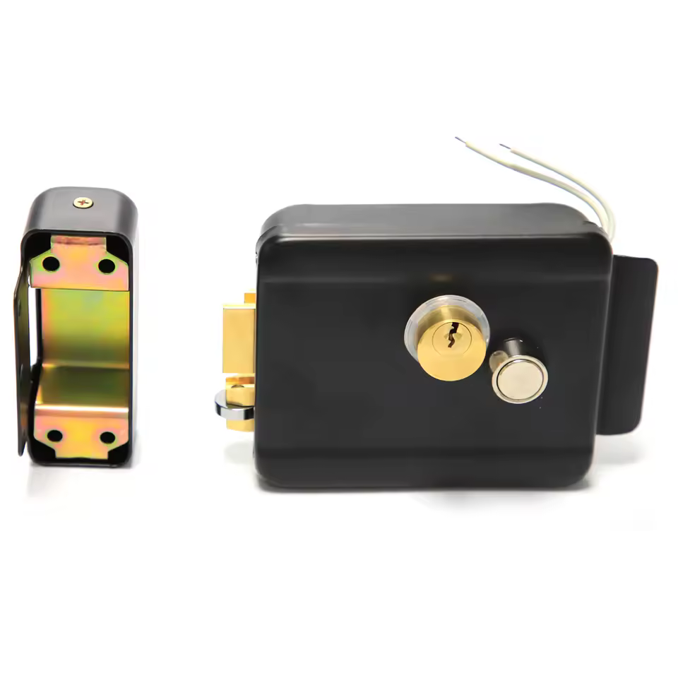 High Quality Manufacture Double Cylinder Security Lock 12v Electric Rim Door Lock Electronic Deadbolt Door Lock With Keys