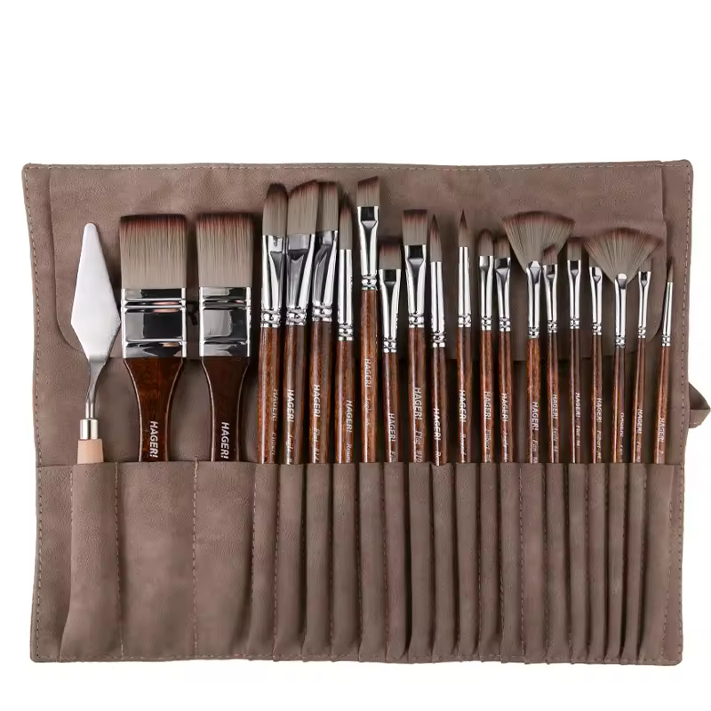 Bo Yi Xuan Wholesale 24psc Artist Paint Brush Set For Acrylic Oils Watercolor