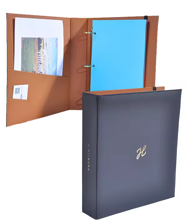 Customize High Quality Pu Leather Ring Binder / 3 Ring Binder /embossed A4 File Folder