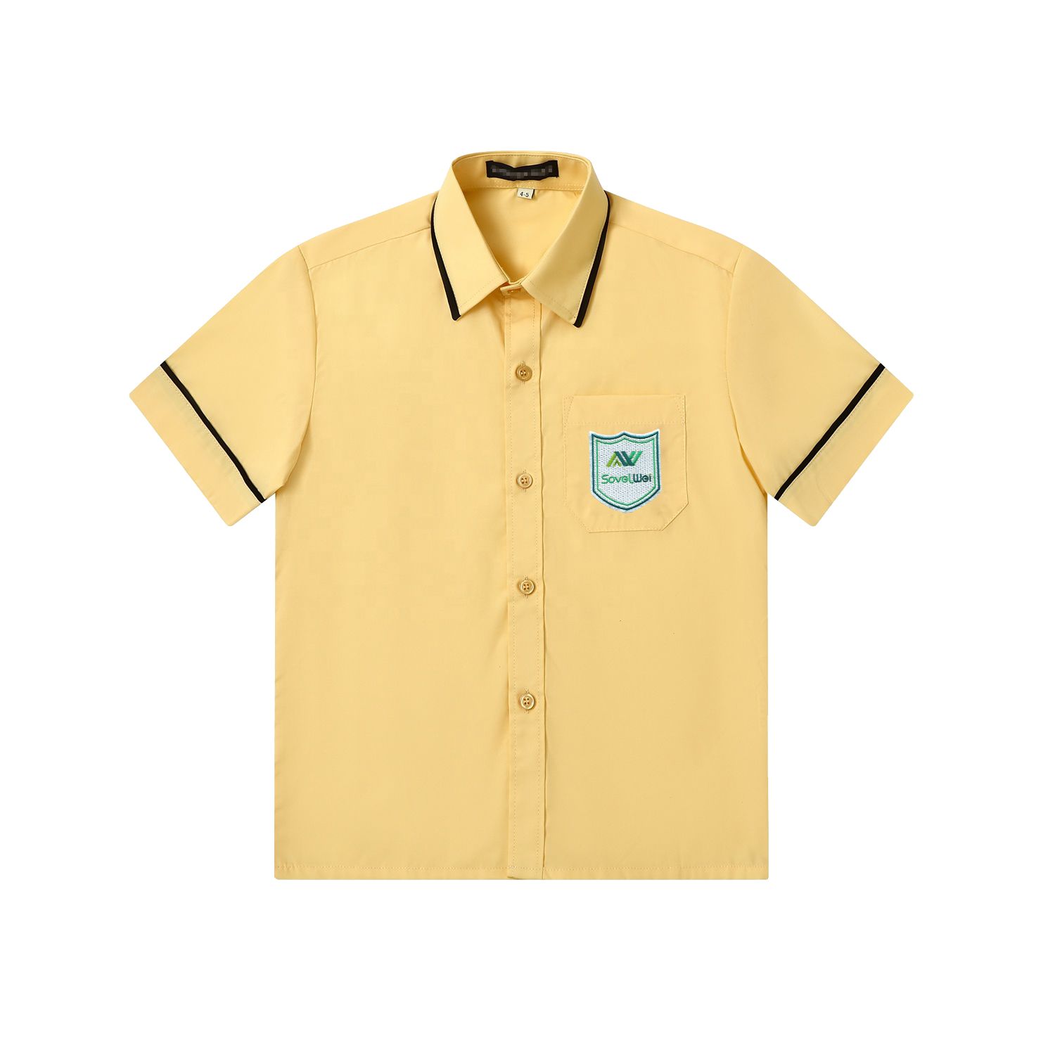 School Uniform Yellow Kids Short Sleeve Button Down Uniform Shirt
