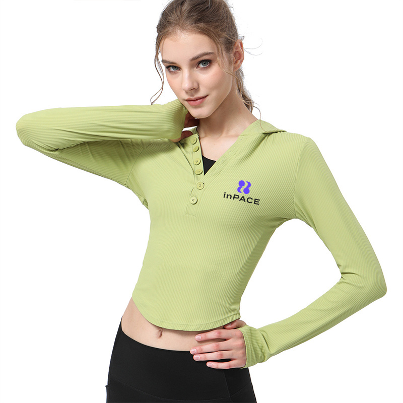Wholesale ODM/OEM Ribbing Women Yoga Long Sleeve Yoga Workout Hoodies Tops