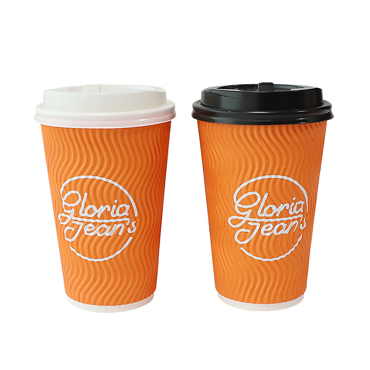 China Manufacturer Bulk Price Disposable Double Wall 4 Oz 8oz Coffee Tea Ripple Wall Paper Cup with Lid