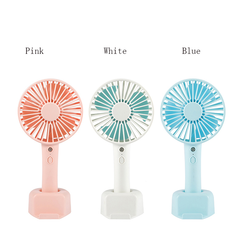 Outdoor Mini Electric Handheld Fan Portable 3 Speed Adjustable Angle Removable Base USB Recharging Battery Desk Stand Cooling Face Fan