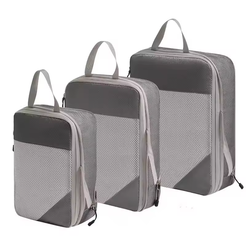New Design Lightweight Waterproof Polyester Fabric Packing Cubes With Double Zipper Expandable Travel Packing Organizer