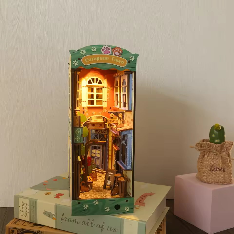 Diy Dollhouse Booknook Miniature Kit Minicity 3d Wooden Puzzle Bookshelf Insert Decor Creativity Tiny Bookends Model
