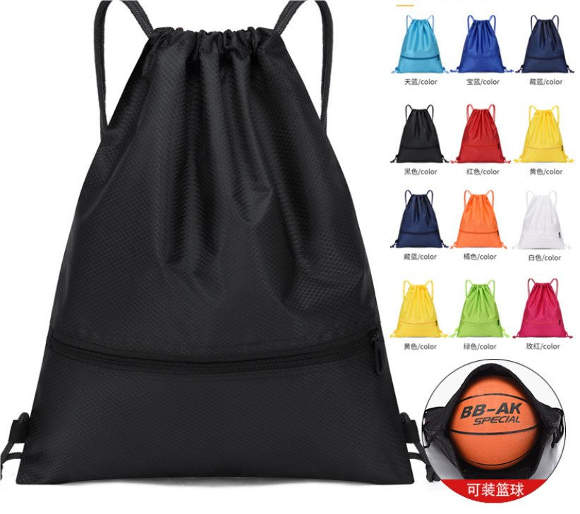 Promotional Polyester Drawstring Bag Nylon Fitness Room Basketball Shoes Beach Backpack Gym Sports