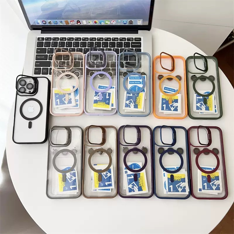 Highly Transparent Magnetic Bracket with Lens Film Mobile Phone Case for IP12PRO Max 16 PRO Max