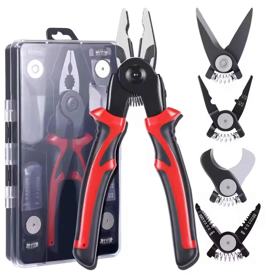 Multipurpose 8 Inch 5 In 1 Plier Tool Set 1pc Cable Cutters Wire 1pc Stripper 1pc Crimping Plier 1pc Linesman Pliers 1pc Scissor