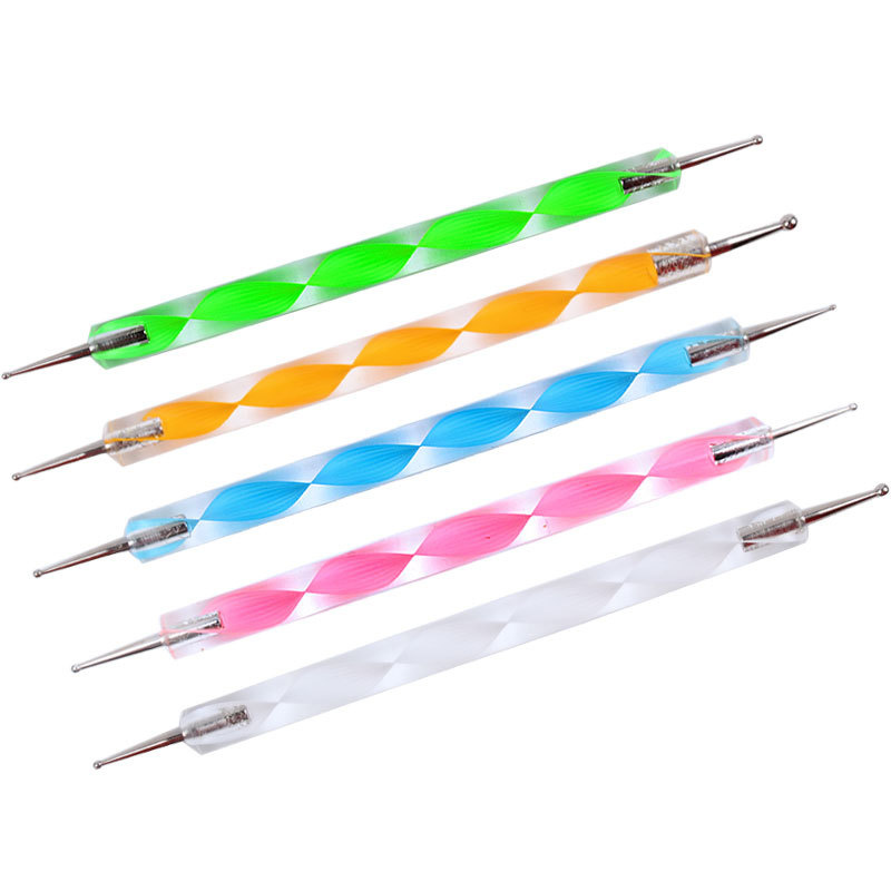 Colorful Paint Nail Brush Spiral Nail Point Drill Indentation Pen