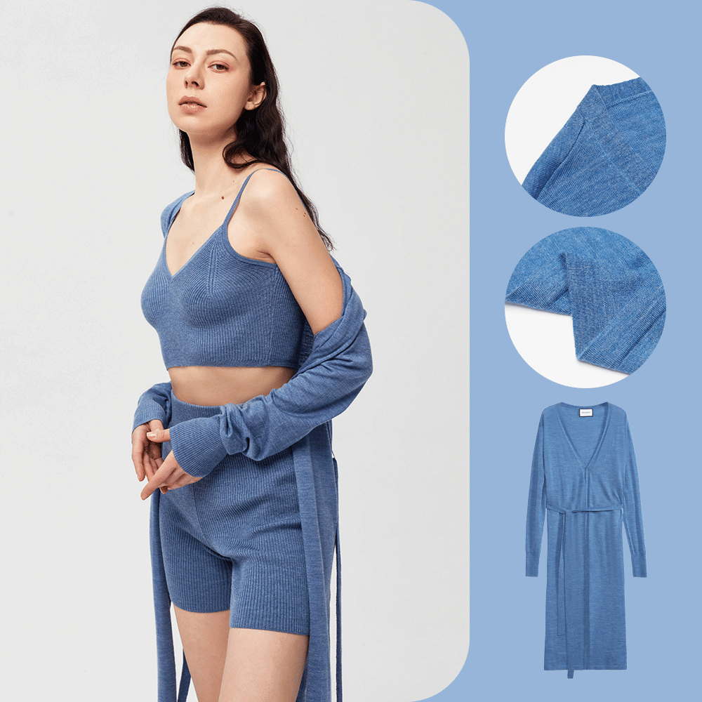 Classic V-Neck Wool Sweater Women’ S Comfortable Home Leisure Set