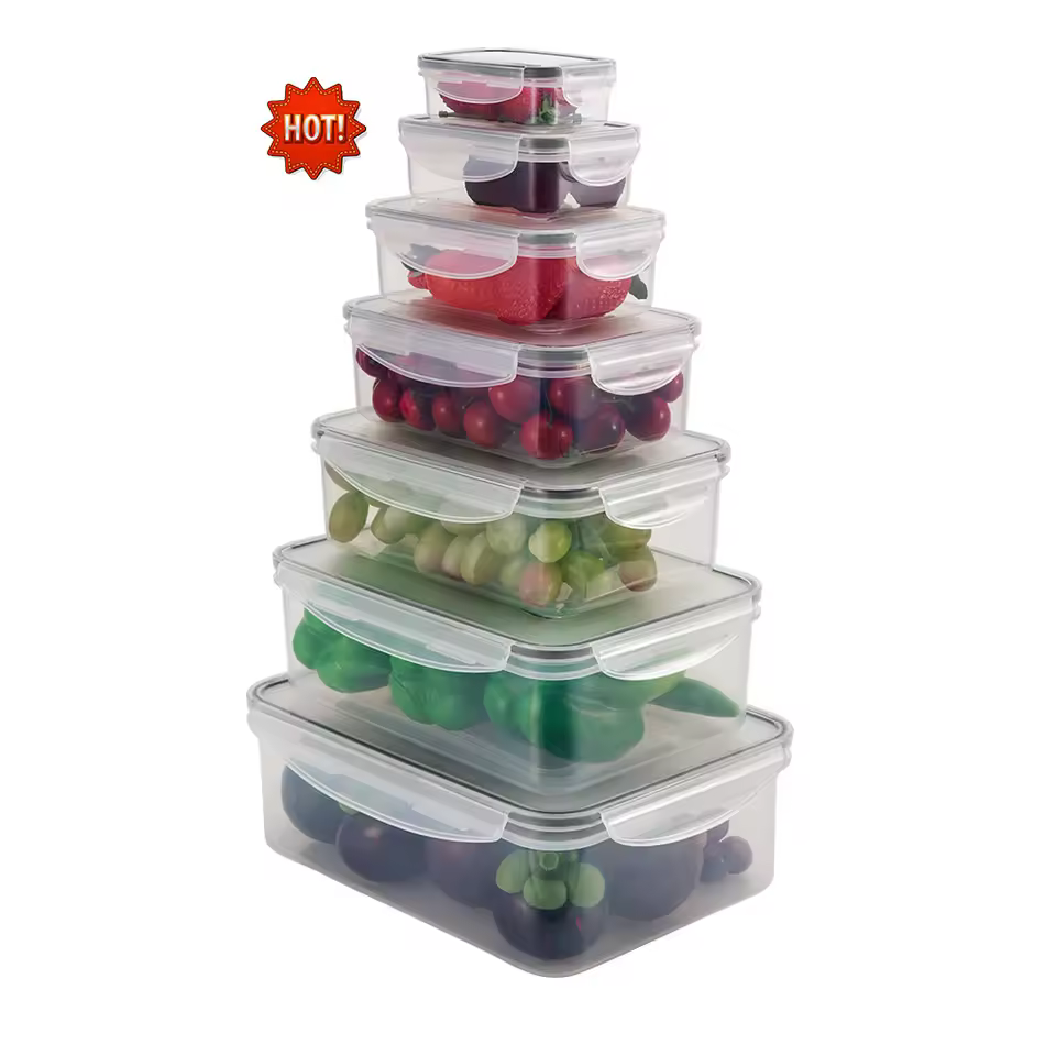 Home Storage & Organization Stock 7 In 1 Plastic Meal Prep Food Storage Containers Set Lunch Boxes With Lid