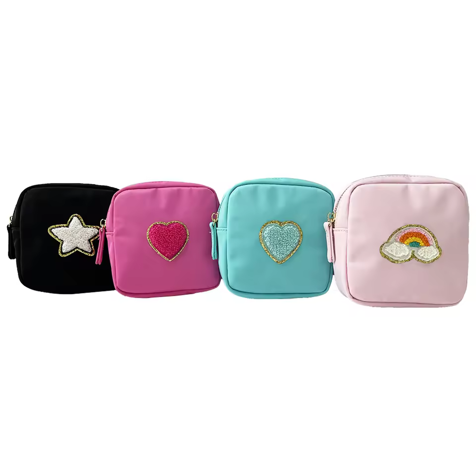 16 Colors Option Ready To Ship Fashion Personalized Nylon Zipper Pouch Waterproof Cosmetic Bag Make Up Pouch