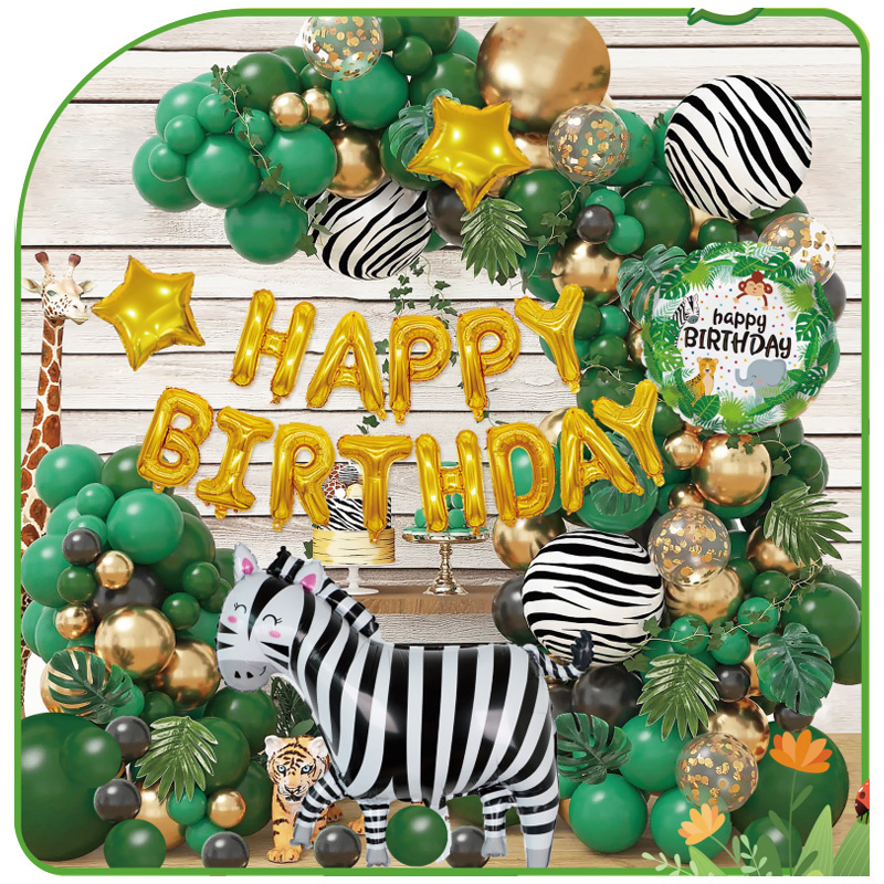 Zebra Dark Green Jungle Balloon Garland Arch Kit for Birthday Baby Shower