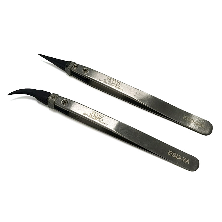 High Quality Replaced Head ESD Anti-Static Stainless Tweezers