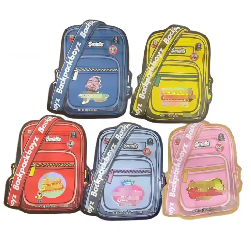 2024 Latest 3.5 Mylar Bag Backpack Boyz Die Cut Shape Smell Proof Baggies 3.5g Candy Die Cut Mylar Bags.