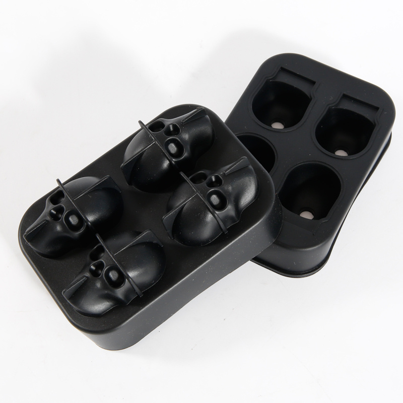 Silicone Ice Compartment 4 Cells Skull Ice Homemade Party Bar Ice Cube Mold 3D Skull in Stock