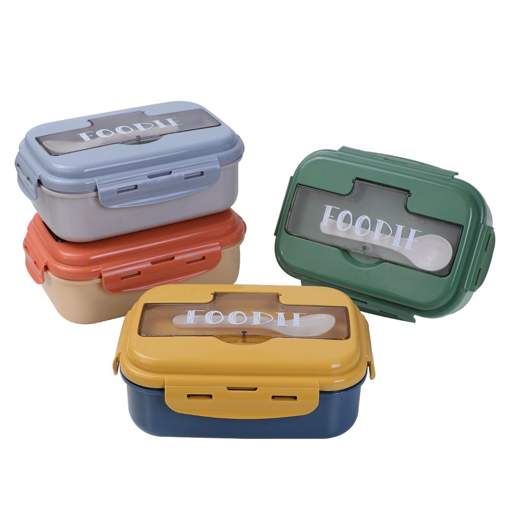 Wholesale 2/3 Compartments Plastic Stackable Leakproof Bento Box Reusable PP Plastic Tiffin Box Kids Lunch Box with Cutlery